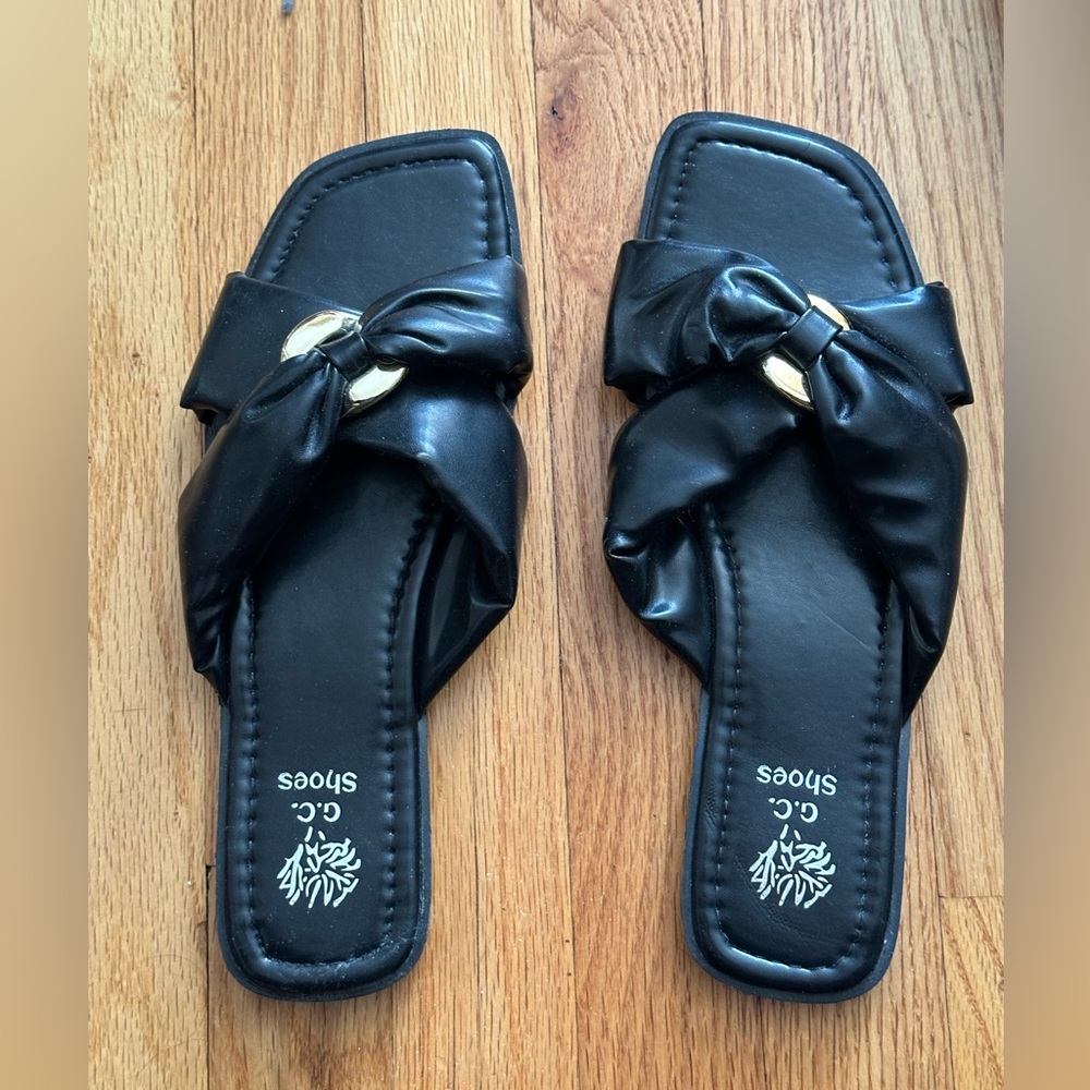 Women's Black Bow Sandals